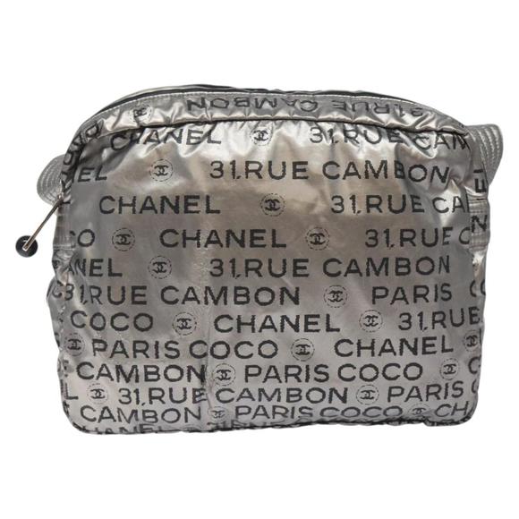 Chanel Coco Mark Silver NYLON shoulder - Picture 1 of 10